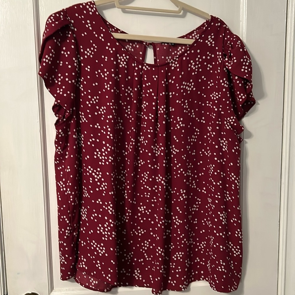 Papermoon red blouse with white dots